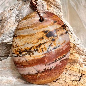 Picture Jasper Stone Pendant Necklace